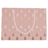 Elegantes Rosengold und rosa Weihnachtsbaummuster Große Geschenktüte (Rückseite)
