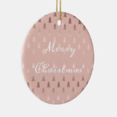 Elegantes Rosengold und rosa Weihnachtsbaummuster Keramik Ornament (Rechts)