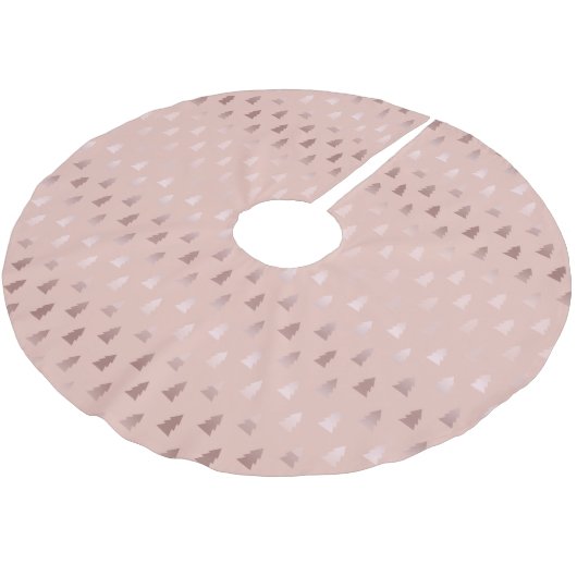 Elegantes Rosengold und rosa Weihnachtsbaummuster Polyester Weihnachtsbaumdecke (Schrägansicht)