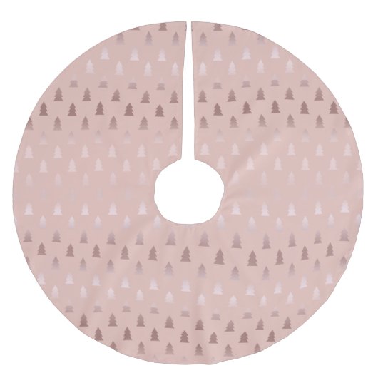 Elegantes Rosengold und rosa Weihnachtsbaummuster Polyester Weihnachtsbaumdecke (Vorderseite)