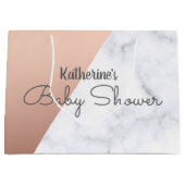 Elegantes Rosengold und weiße Marmorbabydusche Große Geschenktüte (Vorderseite)