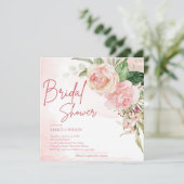 Elegantes Rosenrosen-Brautparty Einladung (Stehend Vorderseite)