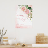 Elegantes Rosenrot Brautparty Begrüßung Poster (Küche)