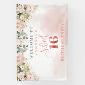 Elegantes Rosenrot Rosengrün Rose Gold süß 16 Banner (Vertikal)