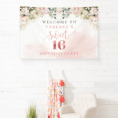 Elegantes Rosenrot Rosengrün Rose Gold süß 16 Banner (InSitu)