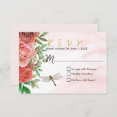 Elegantes Roses & Dragonflies Hochzeit RSVP (Vorne/Hinten)