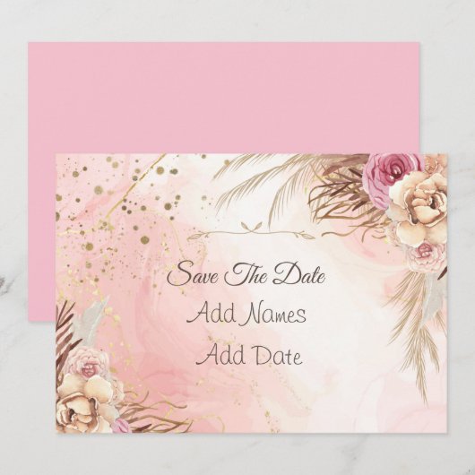 Elegantes Roses Spring Blossom Save the Date (Vorne/Hinten)