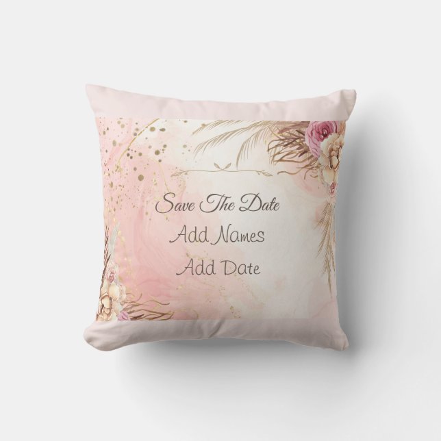 Elegantes Roses Spring Blossom Save the Date Kissen (Vorderseite)