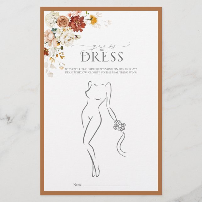 Elegantes Rost Orange Brautparty Game (Vorderseite)