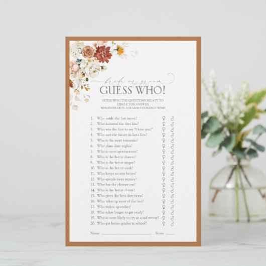 Elegantes Rost Orange Brautparty Game (Stehend Vorderseite)