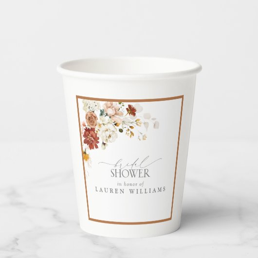 Elegantes Rost Orange Brautparty Pappbecher (Rückseite)