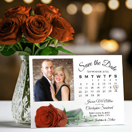 Elegantes Rost Orange Rose Hochzeitsskalender & Fo Save The Date