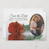 Elegantes Rost Orange Rose & Oval Foto Hochzeit Save The Date (Vorderseite)