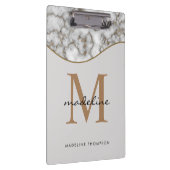 Elegantes rostes Goldmarmor Schwarzes Grau Monogra Klemmbrett (Rechts)