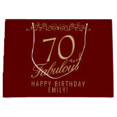 Elegantes Rot 70 und fabelhaftes Ornament 70. Gebu Große Geschenktüte (Vorderseite)
