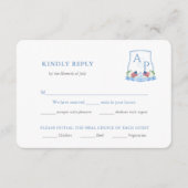 Elegantes Rot-Blau-Hochzeitsmenü UAWG Begleitkarte (Vorderseite)