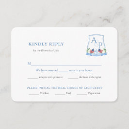 Elegantes Rot-Blau-Hochzeitsmenü UAWG Begleitkarte