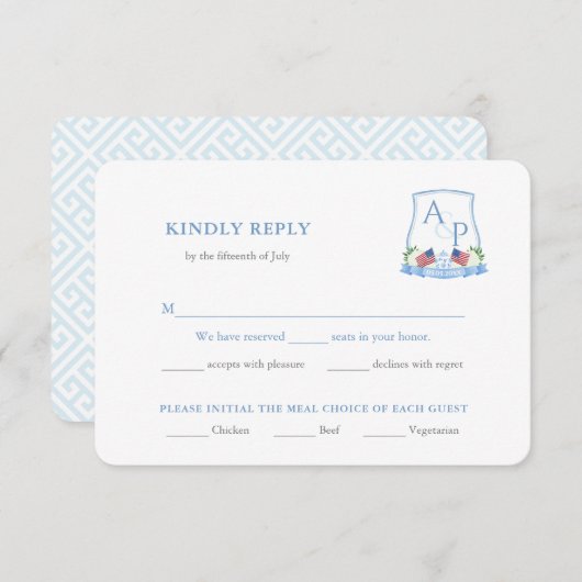 Elegantes Rot-Blau-Hochzeitsmenü UAWG Begleitkarte (Vorne/Hinten)