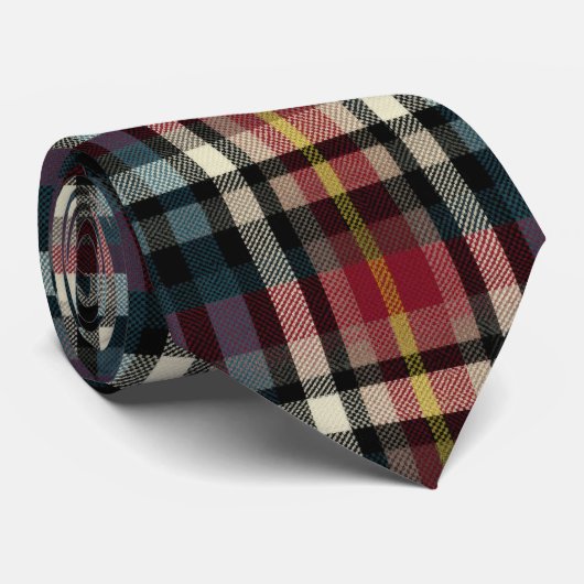 Elegantes Rot-Blau-Karo-Gingham-Muster Krawatte (Gerollt)