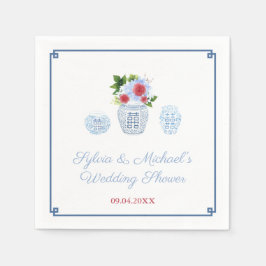 Elegantes Rot-Blauer Polterabend Party Serviette