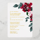 Elegantes Rot & Blush Rounded Wedding Gold Folieneinladung (Vorderseite)
