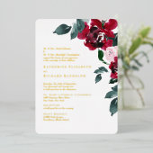 Elegantes Rot & Blush Rounded Wedding Gold Folieneinladung (Stehend vorne)