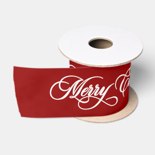 Elegantes Rot Frohe Weihnachten Kalligrafie Festta Satinband