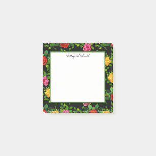 Elegantes Rot-Gelb-Rosa und Lila Rose Blume Post-it Klebezettel