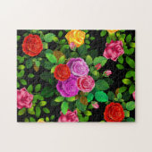 Elegantes Rot-Gelb-Rosa und Lila Rose Blume Puzzle (Horizontal)