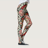 Elegantes Rot & Gold bestickt Frauen Leggings (Rechts)