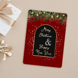 Elegantes Rot Gold Folie Weihnachten Neujahr  Folien Feiertagskarte
