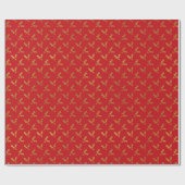 Elegantes Rot-Gold-Glitzer-Mistelmuster Geschenkpapier (Flach)