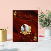 Elegantes Rot & Gold Hochzeit Personalisiert Acrylschild (Hochzeit)