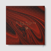 Elegantes Rot & Gold Hochzeit Personalisiert Gästebuch (Rückseite)