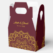 Elegantes Rot-Gold-Mandala-Gastgeschenk Hochzeit Geschenkschachtel (Geöffnet)