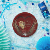 Elegantes Rot-Gold Modernes Viktorianisches Weihna Pappteller (Party)