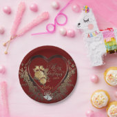 Elegantes Rot-Gold Modernes Viktorianisches Weihna Pappteller (Party)