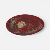 Elegantes Rot-Gold Modernes Viktorianisches Weihna Pappteller (Schrägansicht)