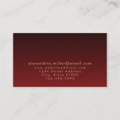 Elegantes Rot-Gold Monogramm Visitenkarte (Rückseite)