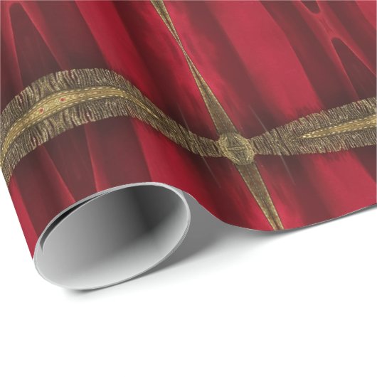 Elegantes Rot-Gold-Muster Geschenkpapier (Rolleneckpunkt)