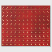 Elegantes Rot-Gold-Rentiermuster Geschenkpapier (Flach)