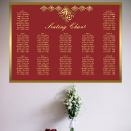 Elegantes Rot-Gold-Seating-Chart Poster