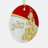 Elegantes Rot, Gold und Foto des weißes Keramikornament (Rechts)