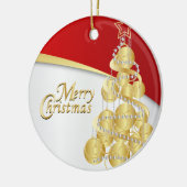 Elegantes Rot, Gold und Foto des weißes Keramikornament (Links)