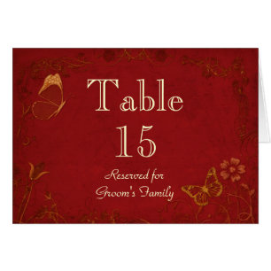 Elegantes Rot & Gold Vintage-Tischsitzkarten-Name