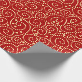 Elegantes Rot-Gold-Wirbel-Muster Geschenkpapier (Ecke)