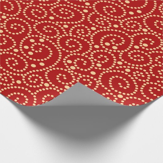 Elegantes Rot-Gold-Wirbel-Muster Geschenkpapier (Ecke)