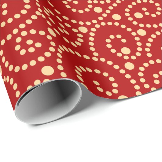 Elegantes Rot-Gold-Wirbel-Muster Geschenkpapier (Rolleneckpunkt)