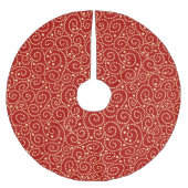 Elegantes Rot-Gold-Wirbel-Muster Polyester Weihnachtsbaumdecke (Vorderseite)