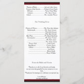 Elegantes Rot-Gotik-Rahmen-Hochzeitsprogramm Programm (Rückseite)